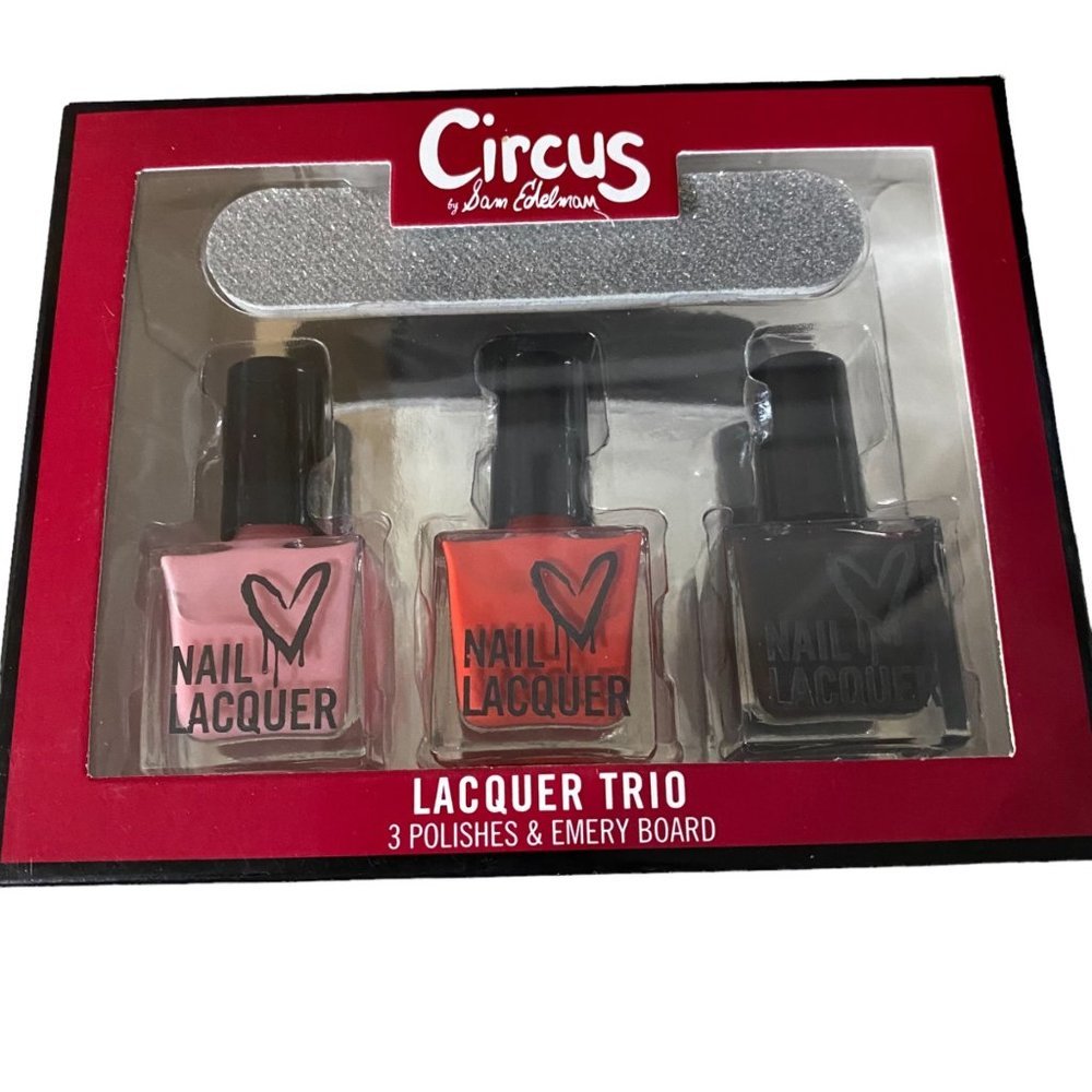 NEW‎ Circus by Sam Edelman Nail Polish Holiday Trio Pink Red Black Emery Board